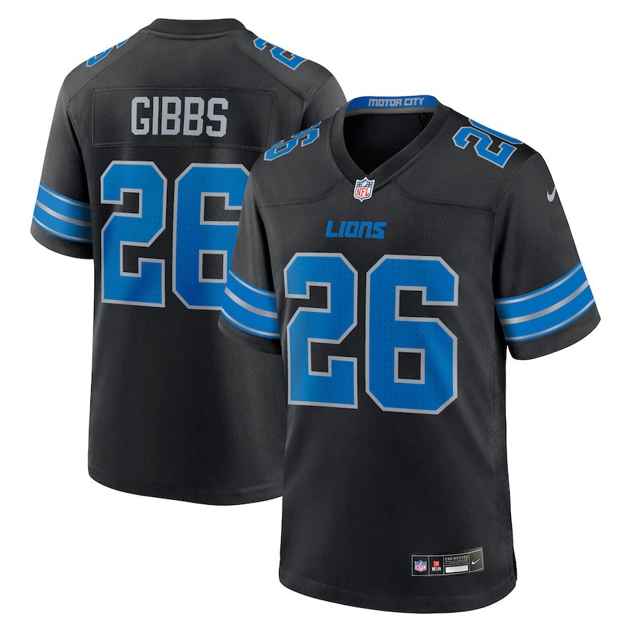 Men Detroit Lions #26 Jahmyr Gibbs Nike Black 2nd Alternate Game NFL Jersey